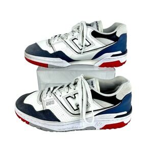 New Balance 550 Tennis Shoes Mens 8.5 D White Gray Navy Sports Sneakers Leather